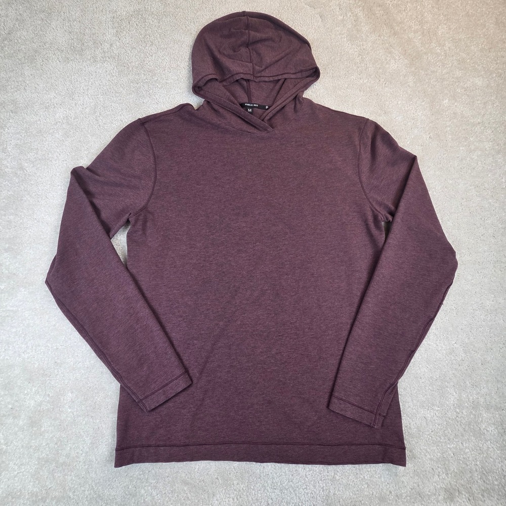 Public Rec Mens Pima Cotton Blend Pullover Hoodie Plum Size M Athleisure Soft
